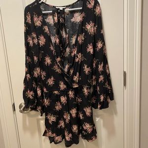American Eagle Black Floral Romper
